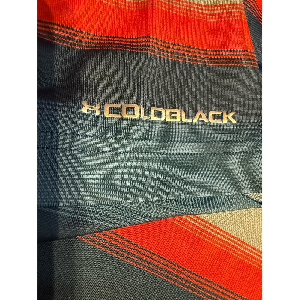 Under Armour HeatGear Coldblack Golf Polo Mens LG Blue Stripe Performance - Picture 2 of 8